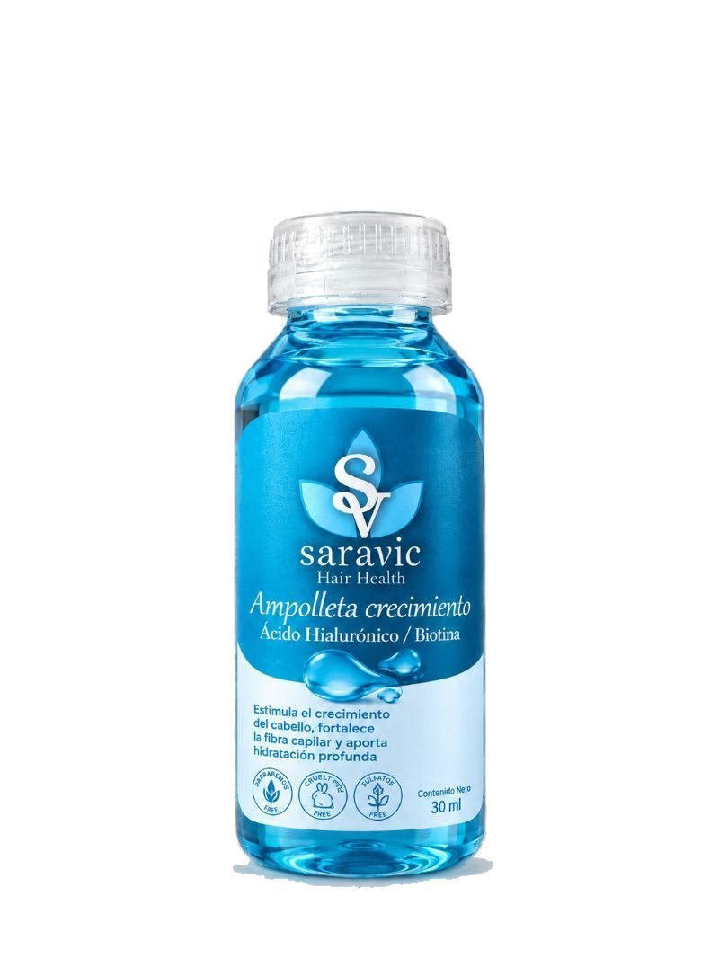 Ampolleta de crecimiento Saravic 30 ml con ácido hialurónico y biotina