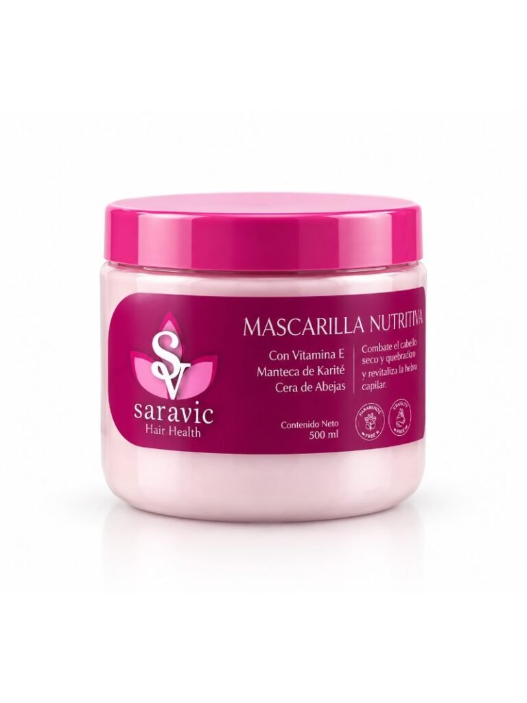Mascarilla nutritiva Saravic 500 ml con vitamina E, manteca de karité y cera de abejas