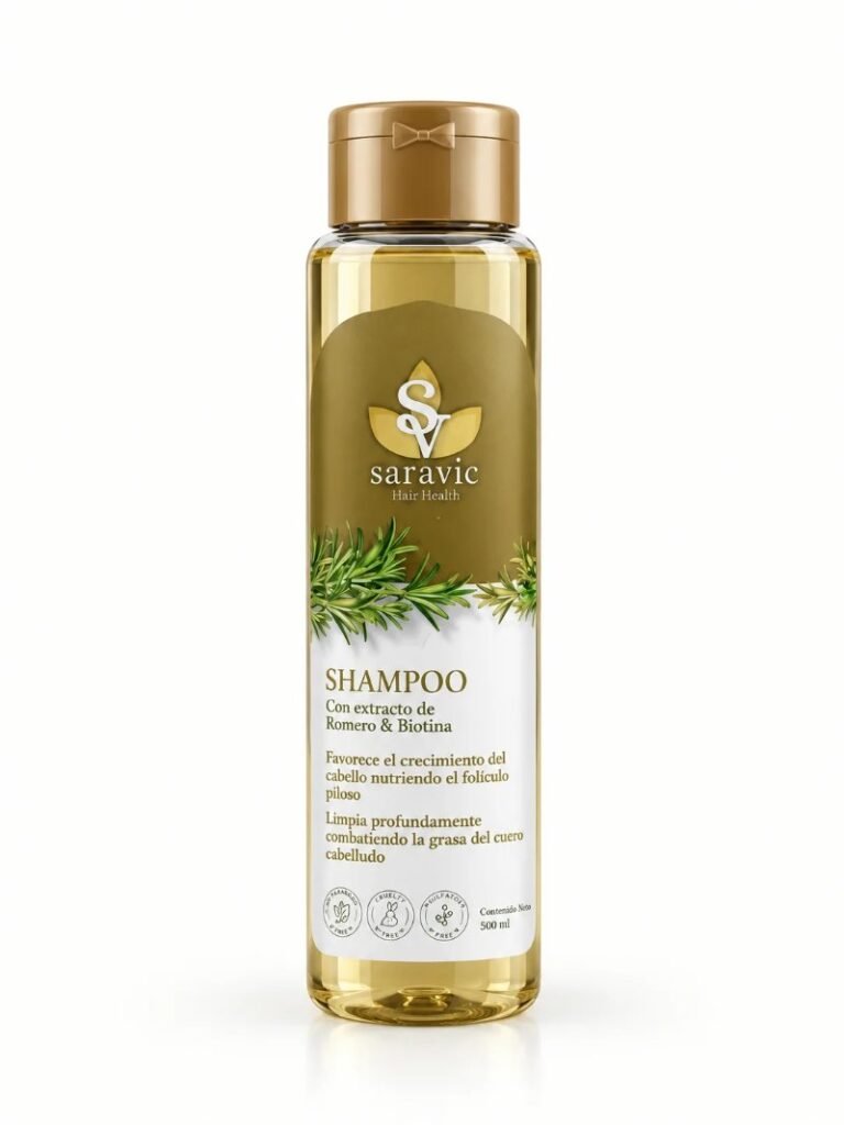 Shampoo de romero y biotina Saravic 500 ml