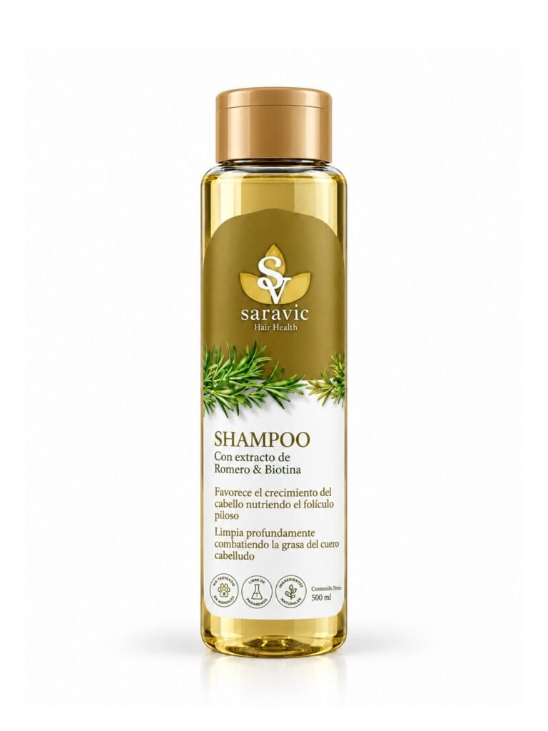 Shampoo de romero y biotina Saravic